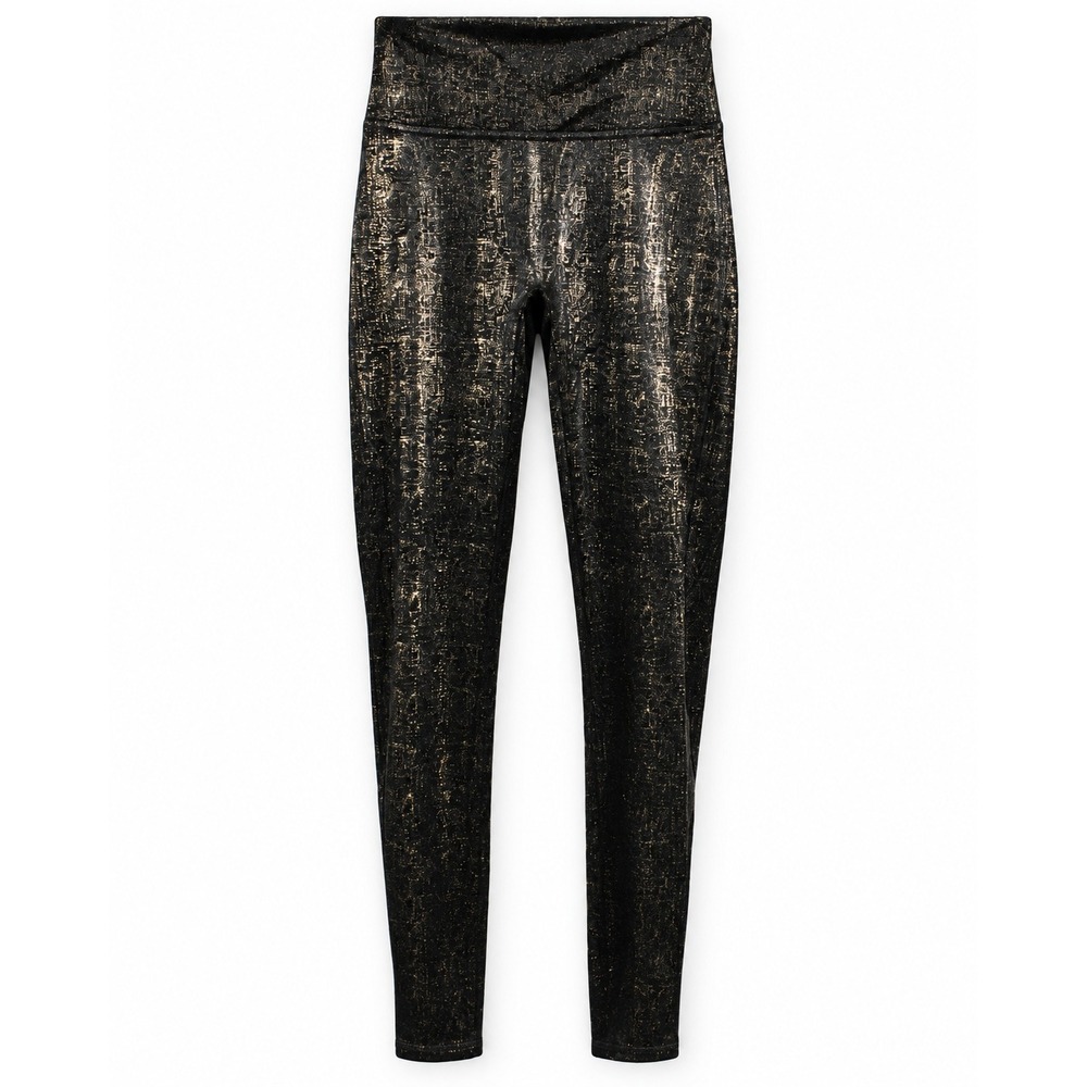 Spanx Metallic Foil High Waisted Leggings Black Gold 20188R Medium NWT